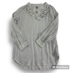 NWT AERIE lightweight LS Striped Ruffle Neck Pullover Tunic sz Small